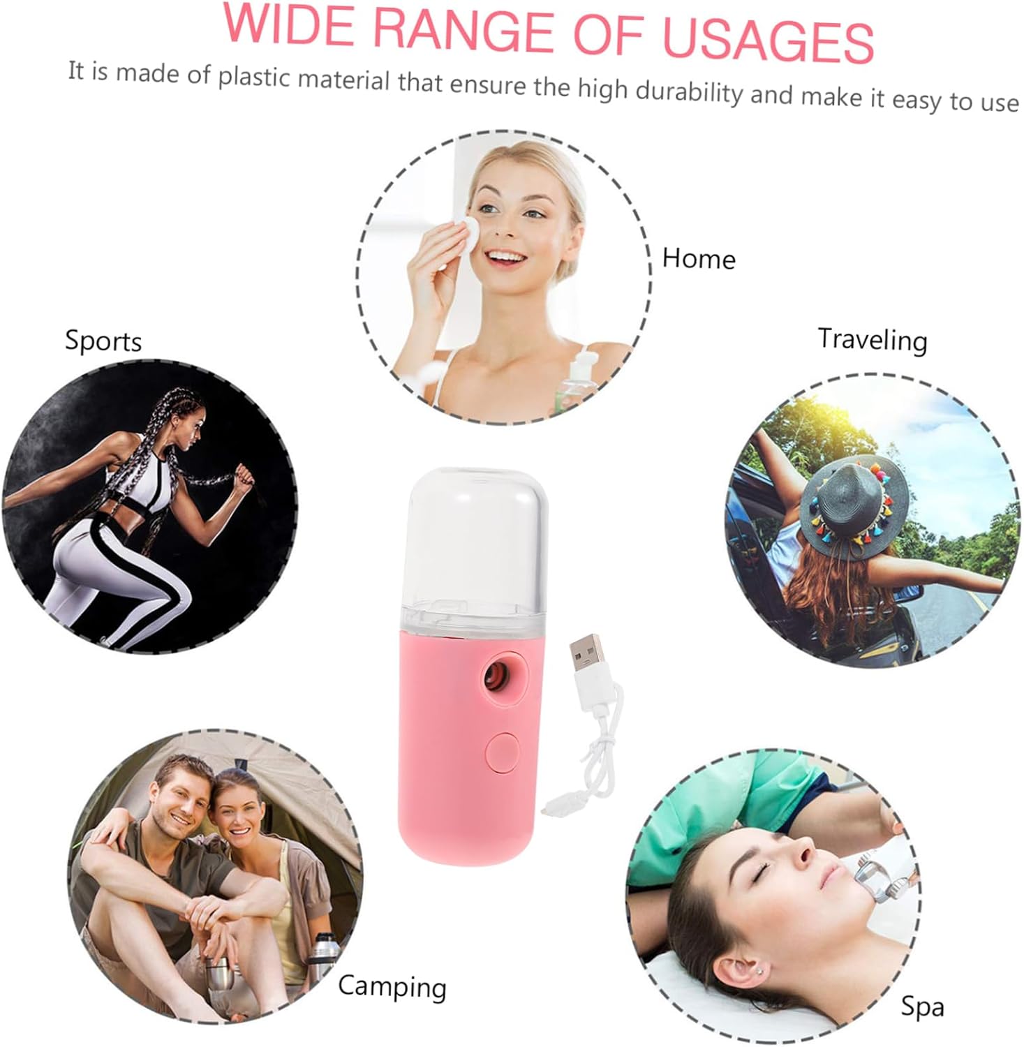 NOLITOY Nano Mist Sprayer for Face Cordless Steamer USB Charging Handheld Spray Device for Hydration
