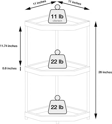 Vista 9 de Estante de esquina de cocina para encimera, organizador de encimera de baño de 2 niveles, estante de almacenamiento de esquina, estante de especias