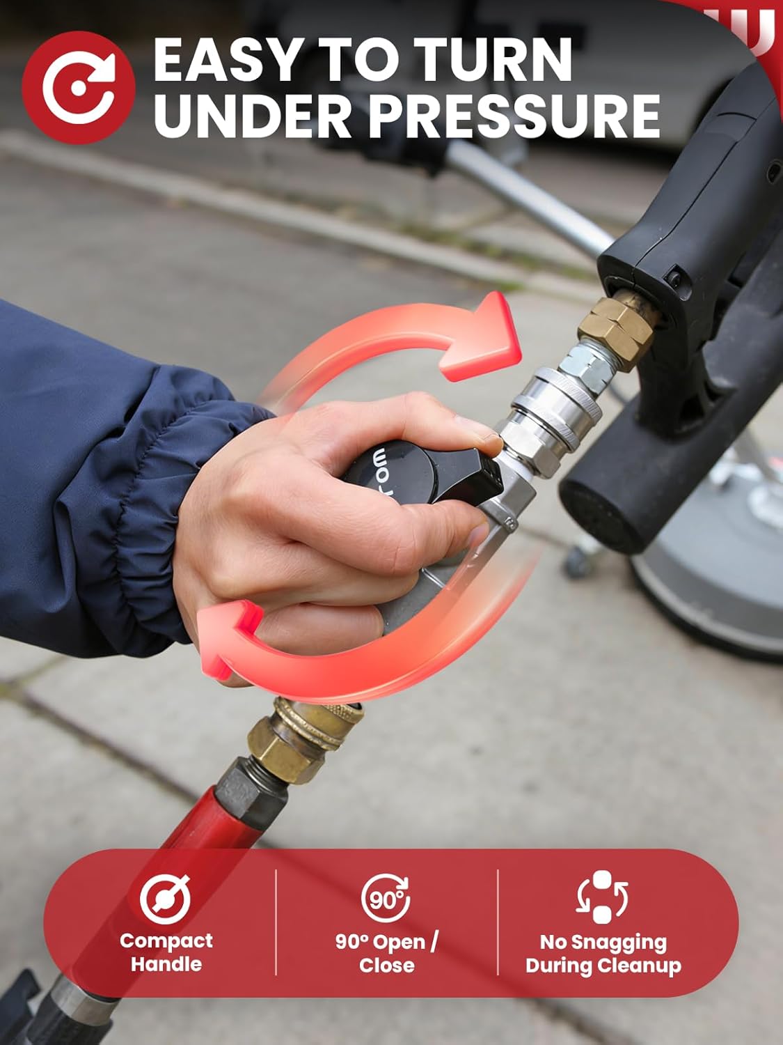 WOJET Triplex Plunger Pressure Washer Pump ＆ Ball Valve Pressure Washer, Industrial-Grade DN10 Shutoff Ball Valve