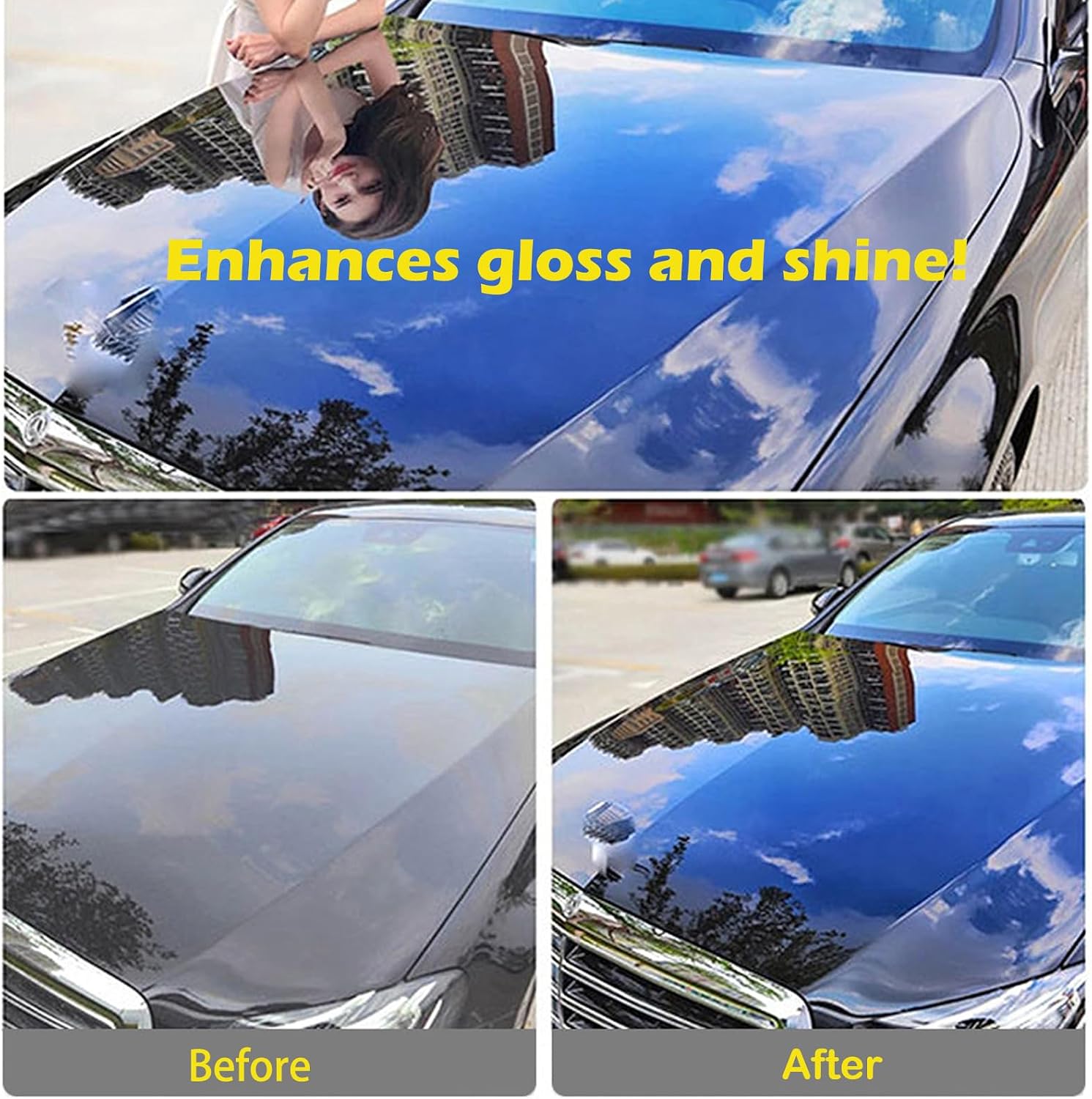 Black Gold Car Wax with Pad Solid Auto Carnauba, Cars Polish Cleaner Waxing for Gloss Shine, Paint Ceramics Coating Repair Scratch & UV Protection for Black Cars 210g with Free Waxing Sponge, 7.41oz