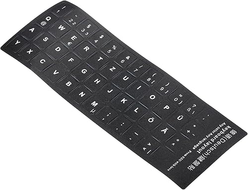 PATIKIL Calcomanías de diseño de teclado alemán, paquete de 4 fundas universales de repuesto para computadora de escritorio, fondo negro, letras