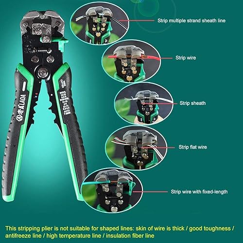 Miniatura 5 de Herramienta pelacables, pelacables, cortador automático de cables, ajuste de 8 AWG a 26 AWG con resortes, herramientas de pelado de cables