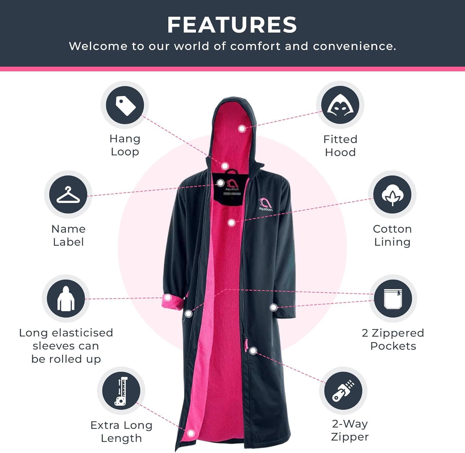 AquaDash Swim Parka, Unisex Adults, Extra Long, Natural Cotton, Formerly Great Aussie Swim Parkas