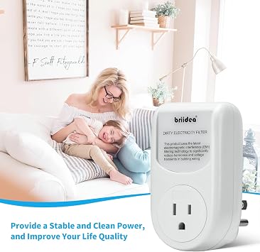 Briidea Dirty Electricity Filters, Reduce High-Frequency Noise Caused by Electronic Devices for a Stable and Clean Power Supply for You, Extend the Lifespan of Your Electric Device, White