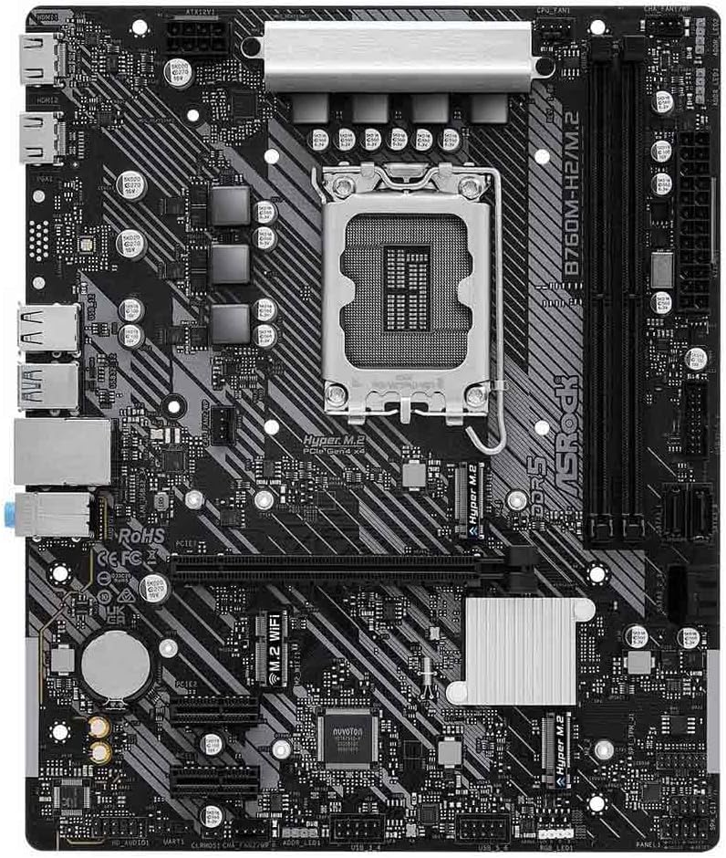 Top-down view of ASRock B760M-H2/M.2 motherboard