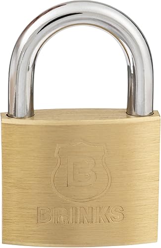 Miniatura 2 de BRINKS - Candado con llave de latón macizo de 1.575 in con espacio libre de grillete de 78" - Cromado con grillete de acero endurecido