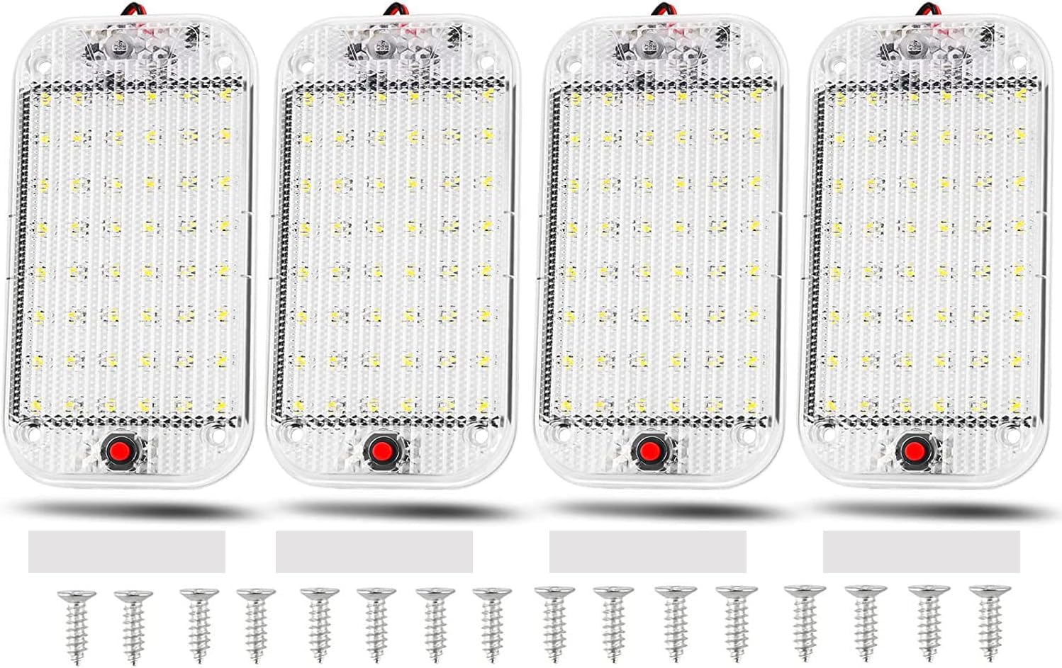 Thlevel Luces de Techo Interiores de Coche DC 12-85V 48 LED Luz de Coches Lámpara de Iluminación para Camper Van Caravan Barco 4pcs