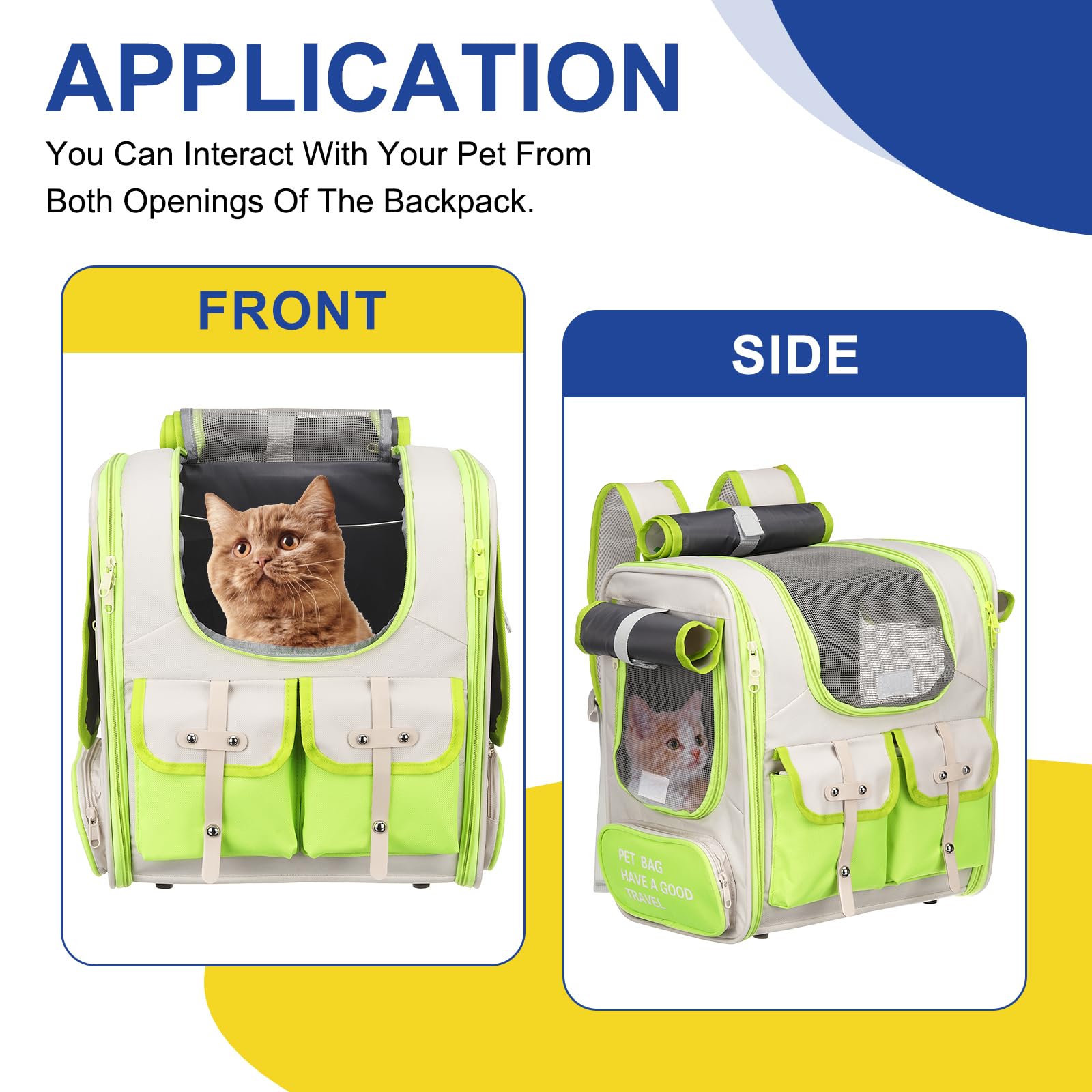QUARKZMAN Mochila Transportadora para Mascotas, Portátil y Ventilada, Tela Oxford, Bolso de Viaje para Perros, Gatos y Animales Pequeños 13.39", (Verde, 1 Unidad), Ideal