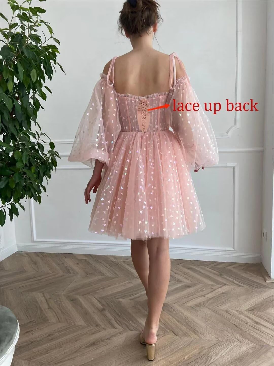 Women's Tulle Homecoming Dresses Puffy Sleeve Sweetheart Short Prom Dresses Party Gowns