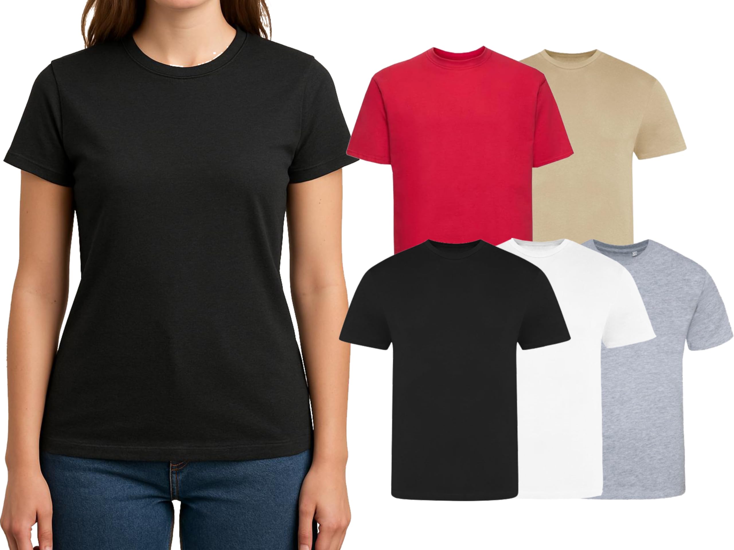 Lot de 5 t-shirts pour femme col rond manches courtes décontracté taille S-XL - 8