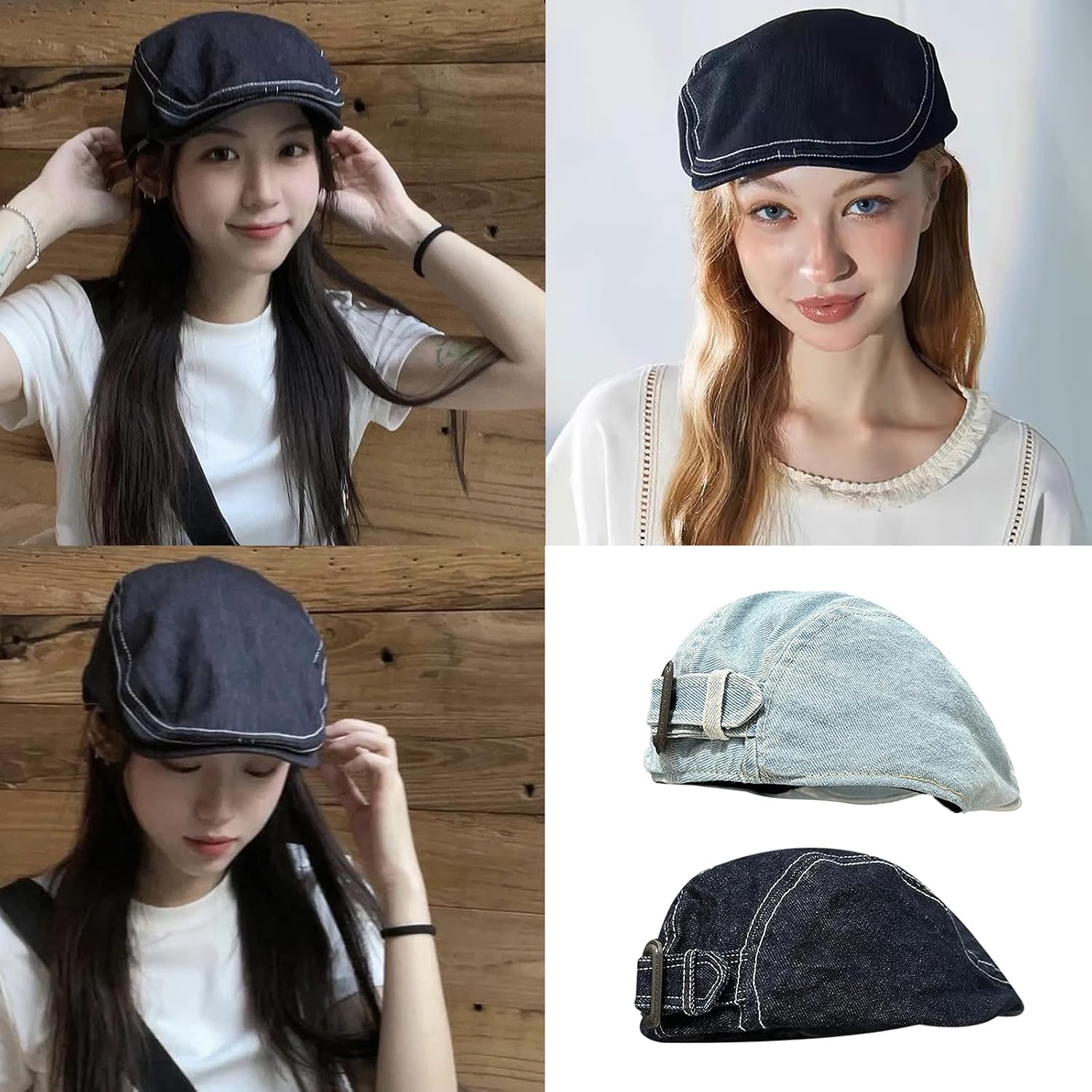 Baseball Cap, Unisex Simple Berets Cabbie Hat Painter Hat Berets Baker Boy for Street Strolling Denims Flat Hats