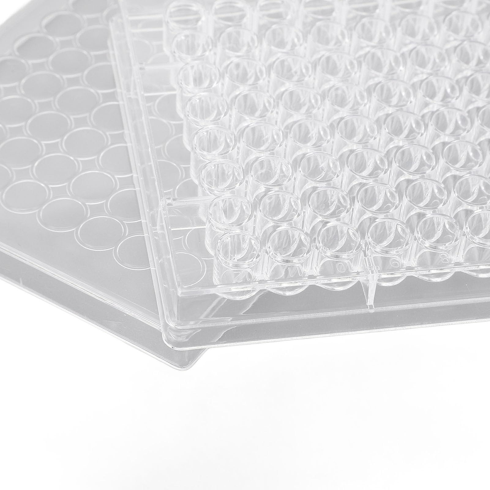 10 Stück Gewebekulturplatte, 96 Well, klare Polystyrol-Zellwachstumskulturplatte mit Kunststoffdeckel für den biologischen Laborraum (V Shaped Bottom)