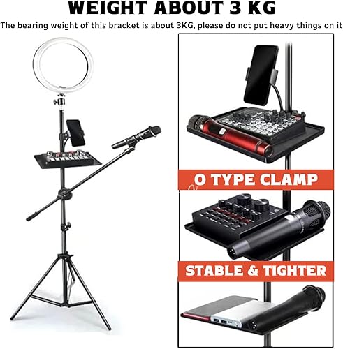 Miniatura 3 de Bandeja universal para micrófono con soporte para teléfono, soporte de micrófono, soporte de soporte de soporte de soporte para bandeja de música,