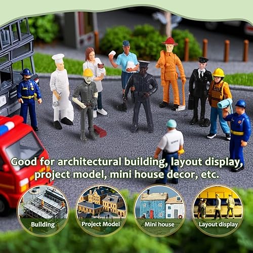 Miniatura 9 de Personas todos los días héroes figurita juguetes 7 piezas figura humana piloto cartero panadero cartero policía construcción trabajadores modelos