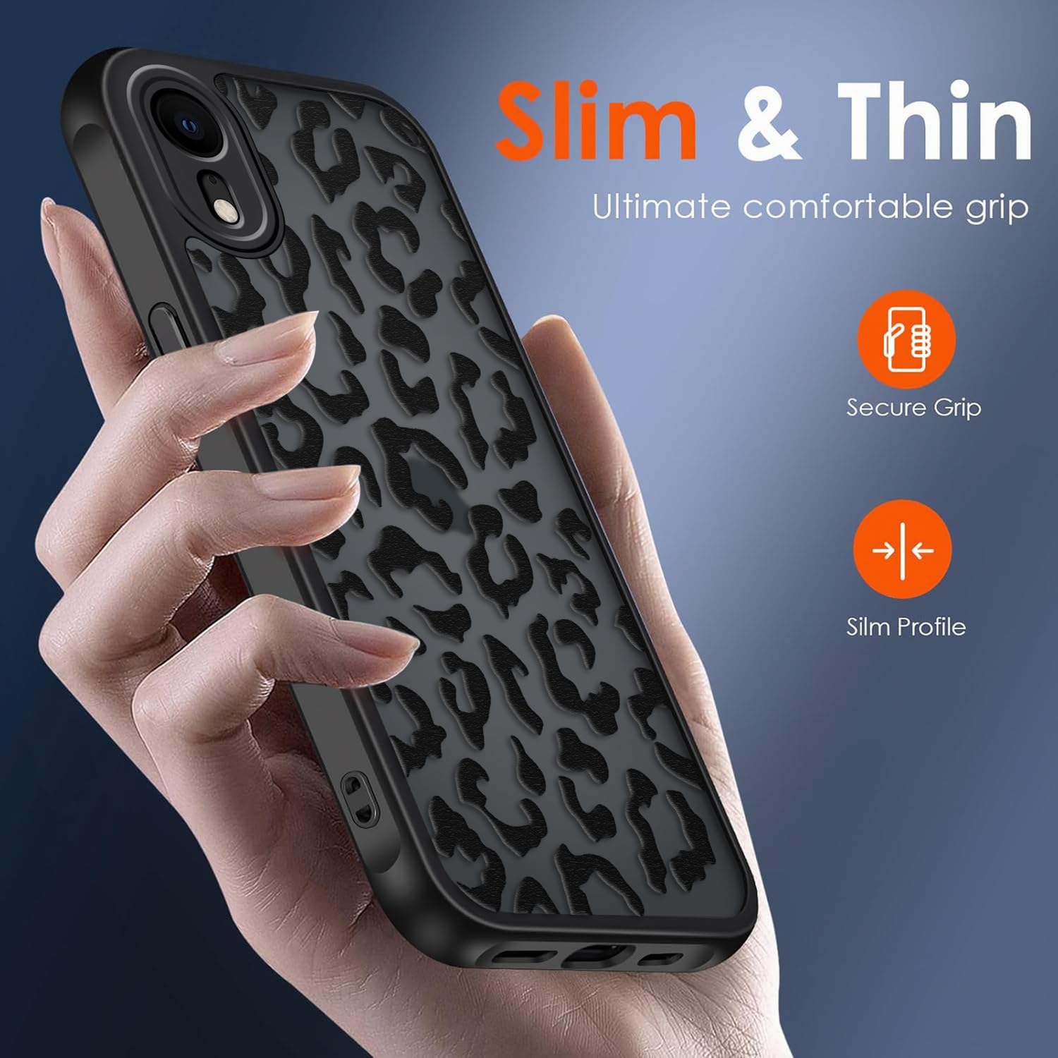 Coqinen Cover per iPhone XR, Custodia Traslucida Opaca Case con Moda Leopardata Aesthetic Motivo, Sottile Antiurto PC + TPU Bumper Protettiva, Nero