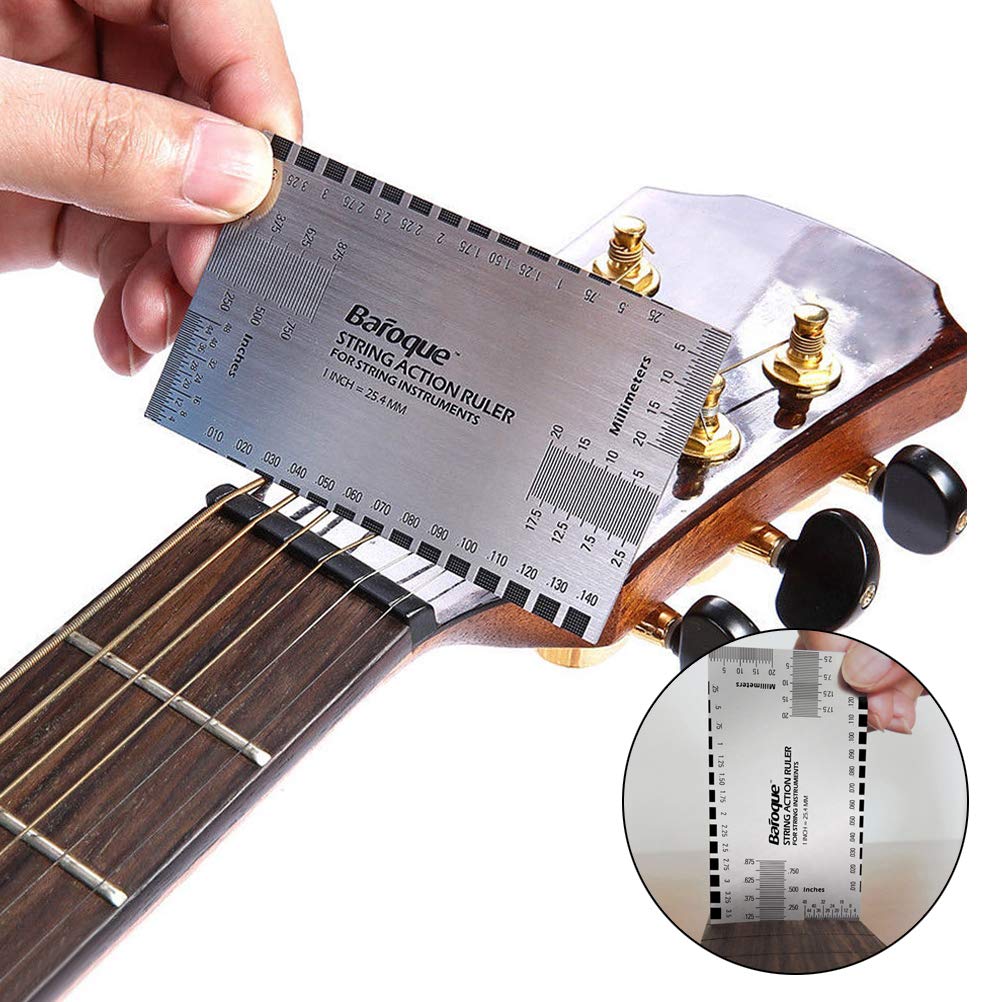 Vankcp Guitar Luthier Tools, 32 Blades Feeler Gauge, 9 Understring Radius Gauge, 4Pcs Notched