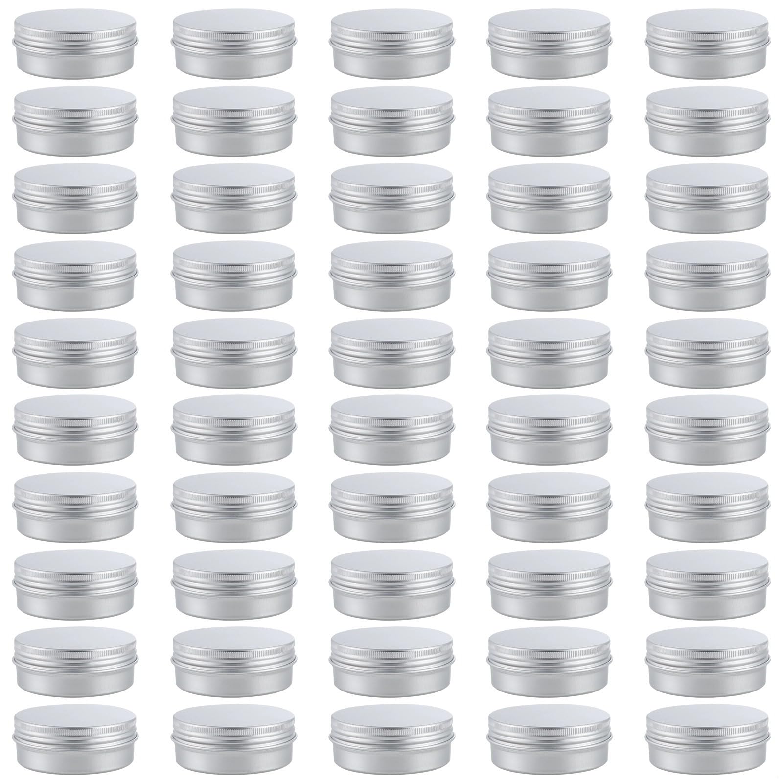 Aluminiumdosen mit Schraubdeckel, 60 ml, runde Metall-Aufbewahrungsbehälter für DIY-Projekte, Lotionen, Gewürze, Perlen, 50 Stück