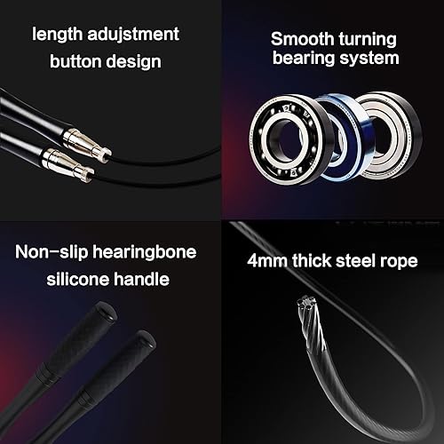 Miniatura 5 de Cuerda de saltar de alta velocidad, 2 cables, fitness profesional, entrenamiento de resistencia cardiovascular, ejercicio de resistencia, sin