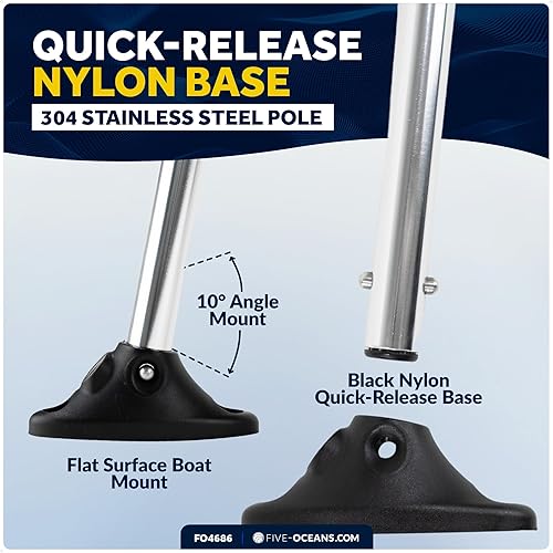 Miniatura 5 de Five Oceans FO4686 - Kit de asta de bandera de barco con bandera estadounidense, bandera de Estados Unidos 50 estrellas cosida de 12 x 18 pulgadas,