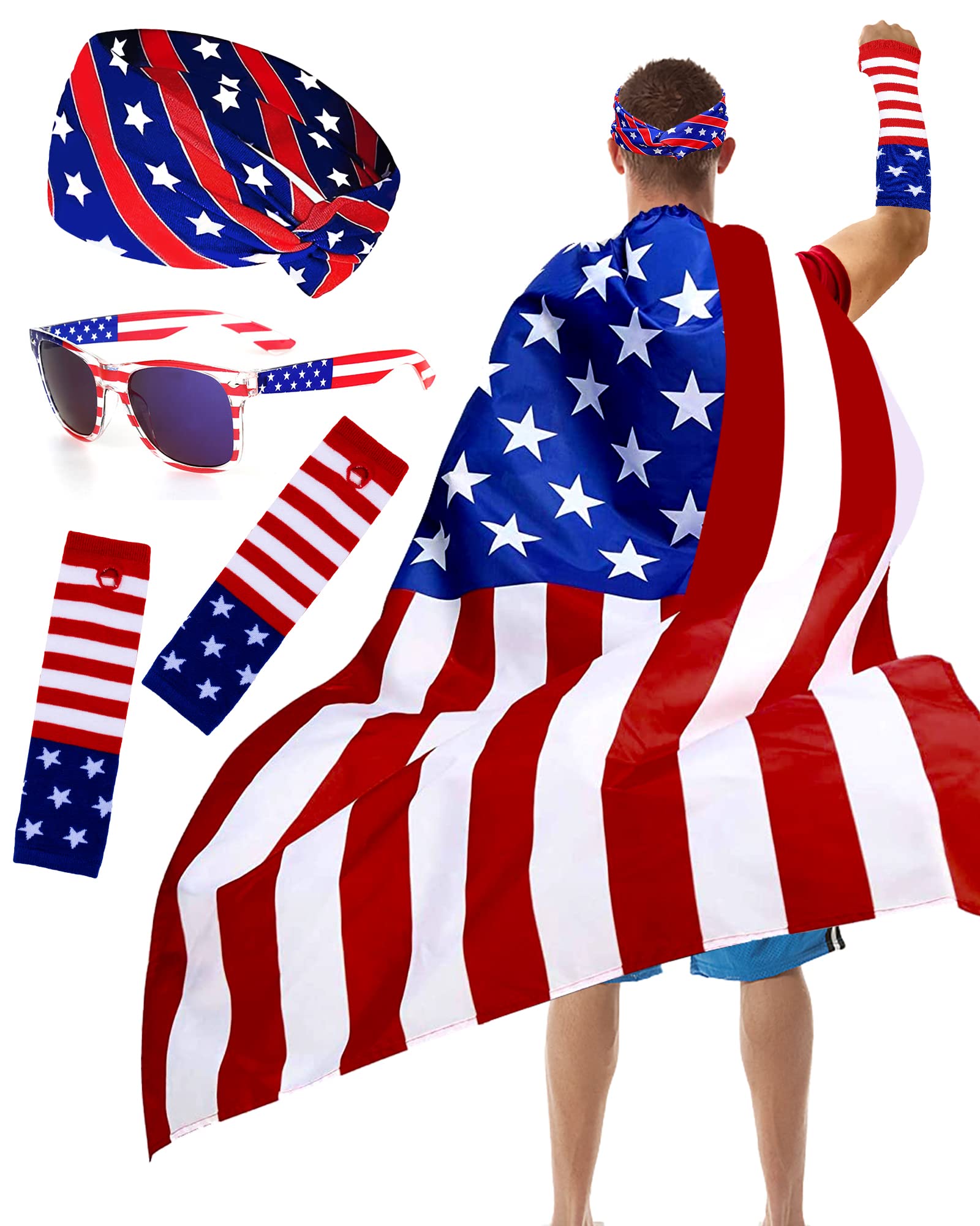 Patriotic American Flag Cape Costume 4th of July American Flag Patriotic Independence Day Halloween Party Accessories