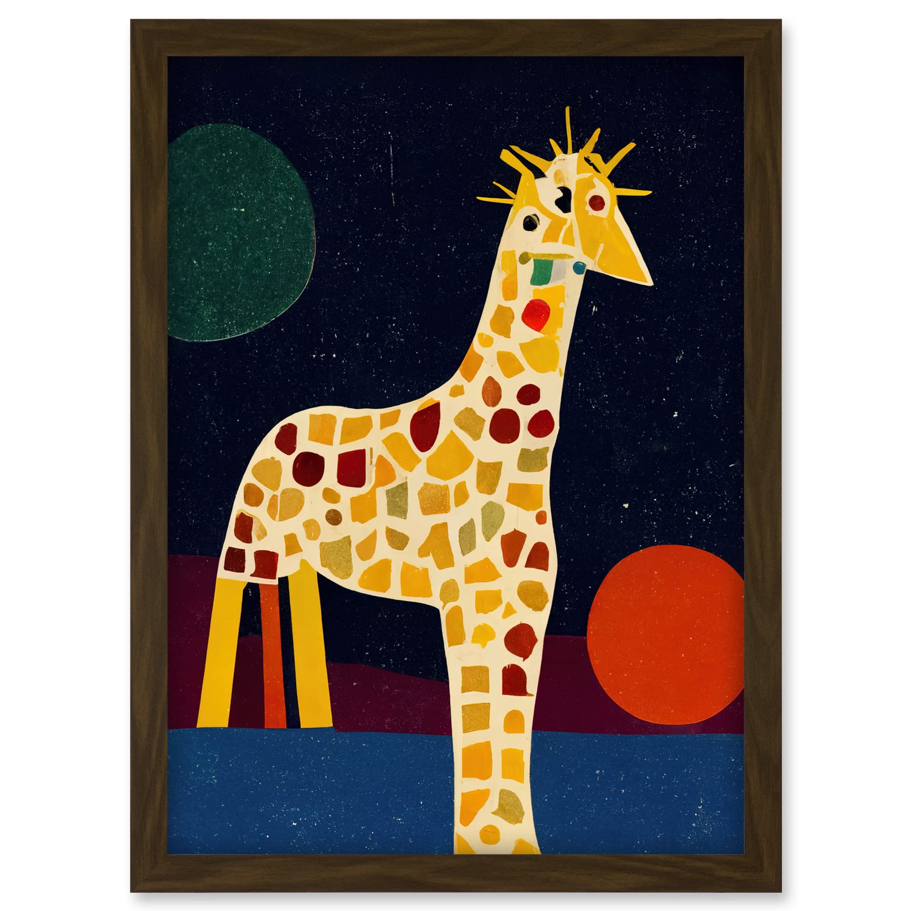 Doppelganger33 LTD Abstract Giraffe Surreal Cubism Artwork Framed A3 Wall Art Print