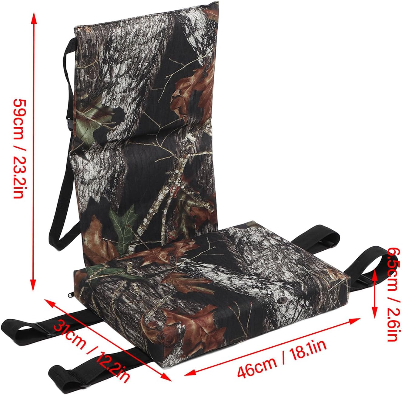 CCYLEZ Replacement Seat Cushion, Portable Camouflage Anti Slip with Straps for Outdoor, Oak