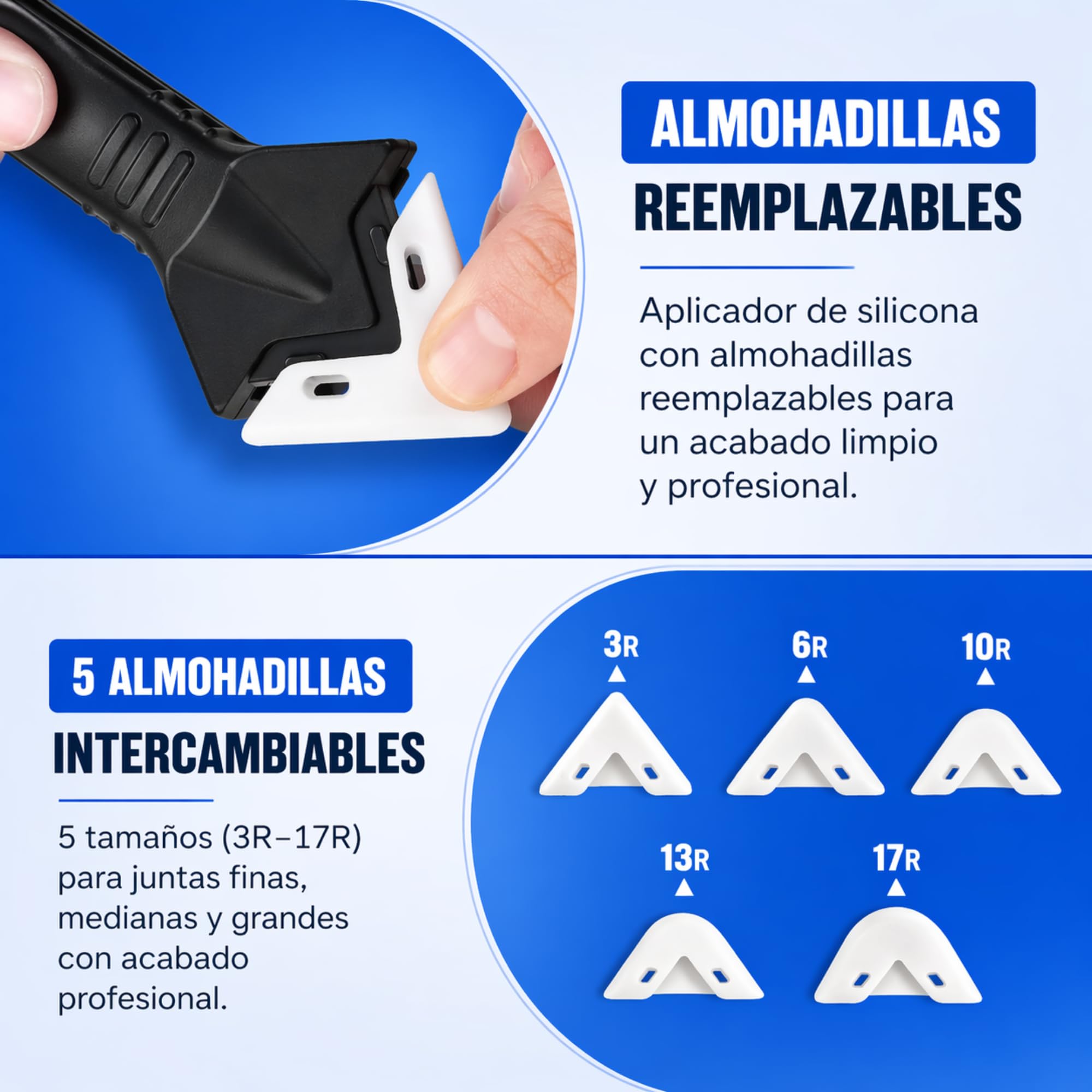 Kit Aplicador Silicona Profesional 10 Piezas – Herramientas para Juntas, Esquinas y Sellado – Espátulas, Rascador y Alisador – Ideal para Baño, Cocina y Ventanas (10 Piezas)