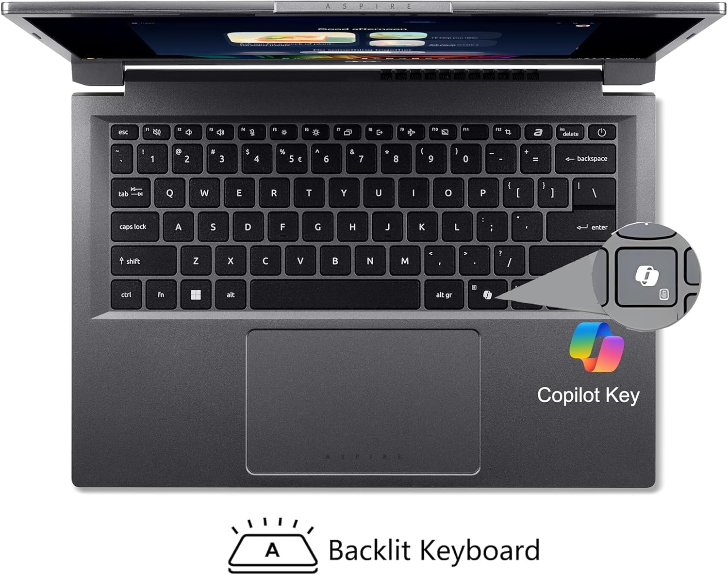 Acer 2026 Aspire AI Laptop for Business & Creators | Intel Core Ultra 7 258V, 32GB RAM, 1TB SSD, 14" FHD Touchscreen, Backlit KB, USB-C HUB, Lifetime Office 365, Long Battery Life, Windows 11 H, Gray image 6