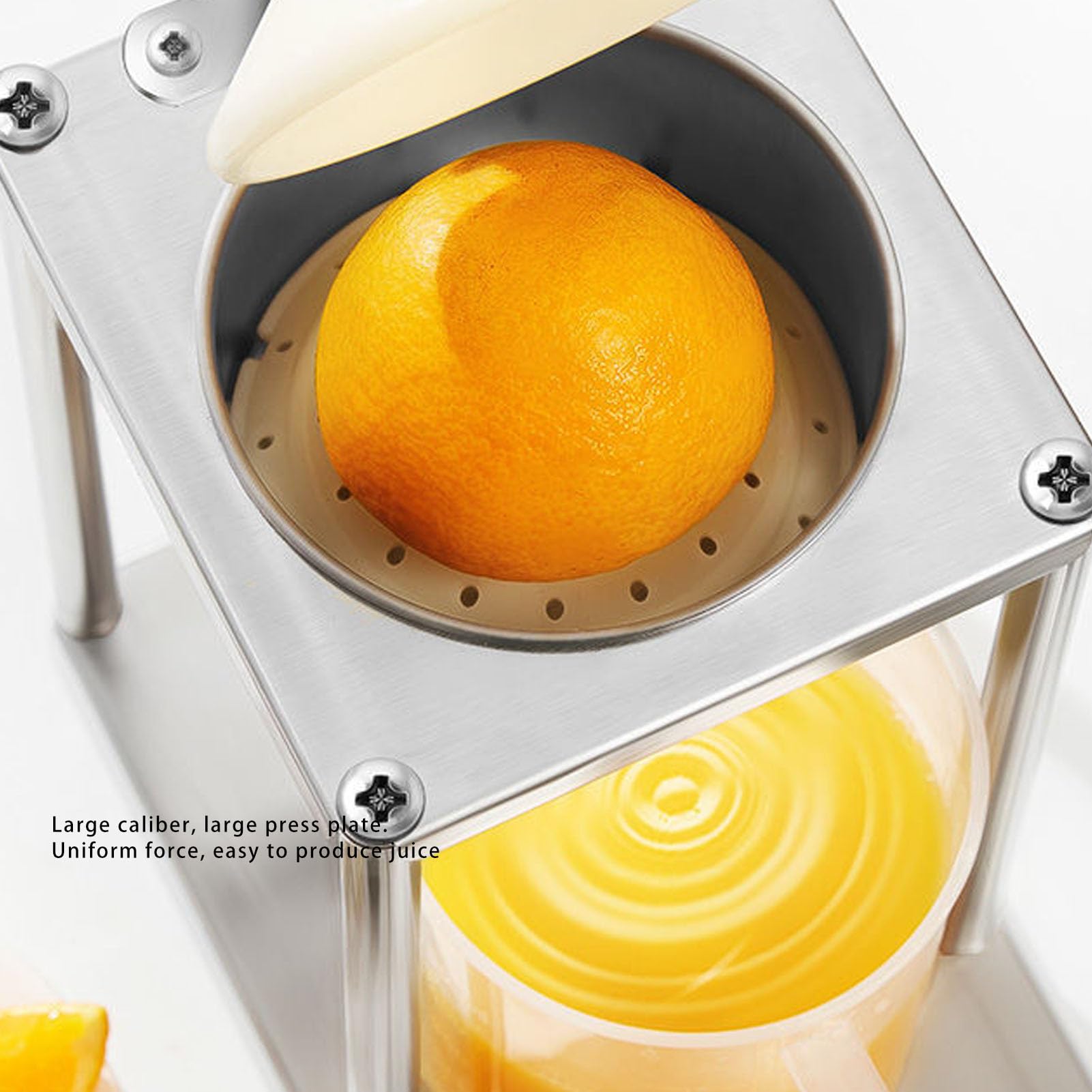 Prensa Mano Exprimidor Naranja, Prmeium de Acero Inoxidable Multifuncional Manual Exprimidor Limón con Humanizado para Uso Comercial en el Hogar Exprimiendo Naranja