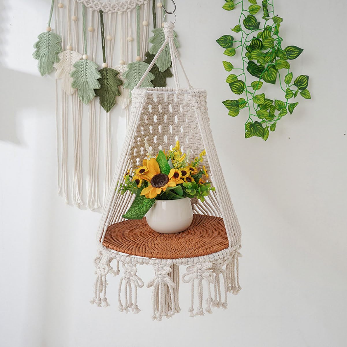 BESTonZON Suspension pour Plantes Macramé Panier Suspendu Intérieur Décoratif pour Entrées Salons Chambres Et Balcons