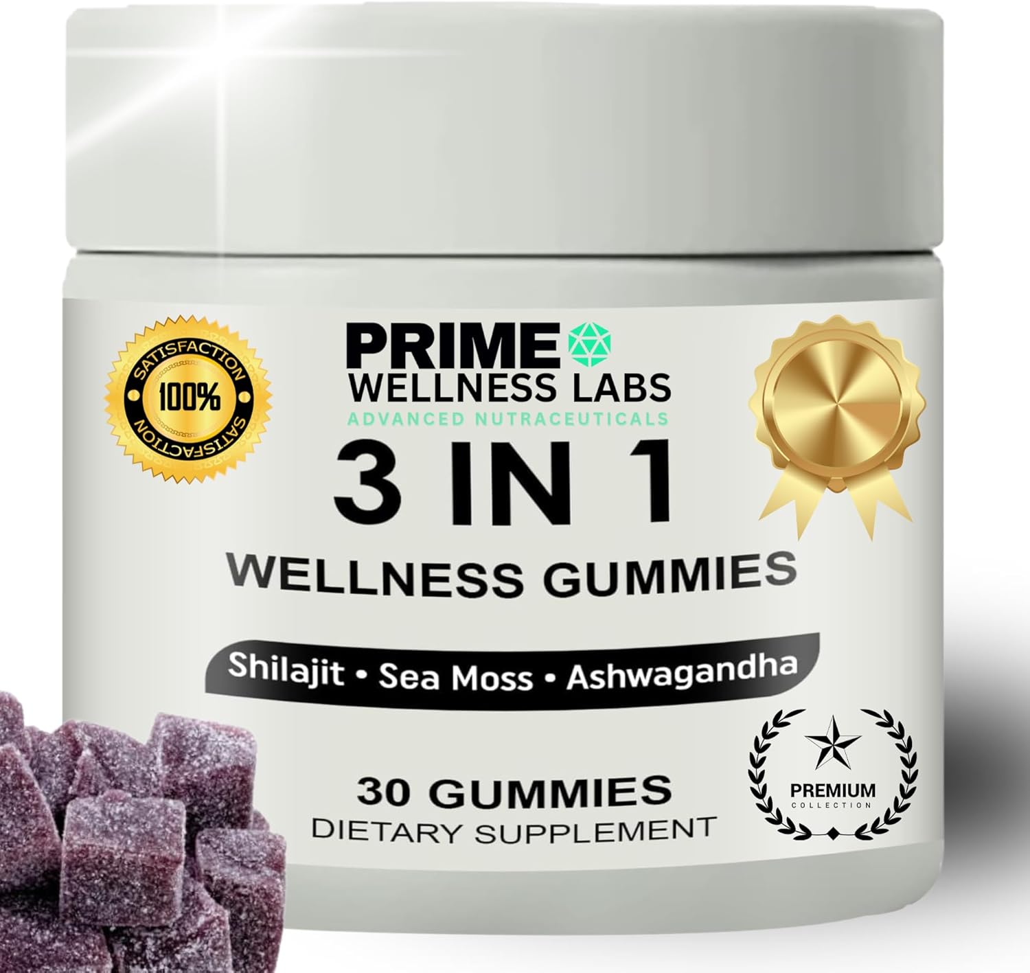 Powerful Ashwagandha, Shilajit & Sea Moss Gummies – 3-in-1 Formula – Energy, Immune Support & Stress Relief – Natural Daily Supplement for Men – 30 Day Supply