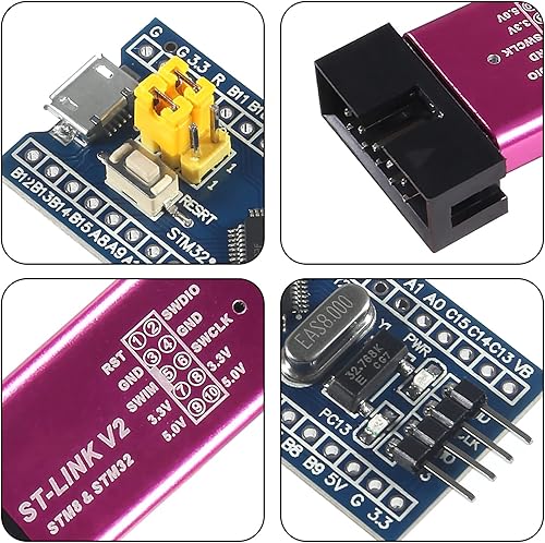 Miniatura 4 de Alinan 2 unids ST-Link V2 Unidad de Programación Emulador Descargador (color al azar)+2pcs STM32F103C6T6 Placa de desarrollo de sistema mínimo con