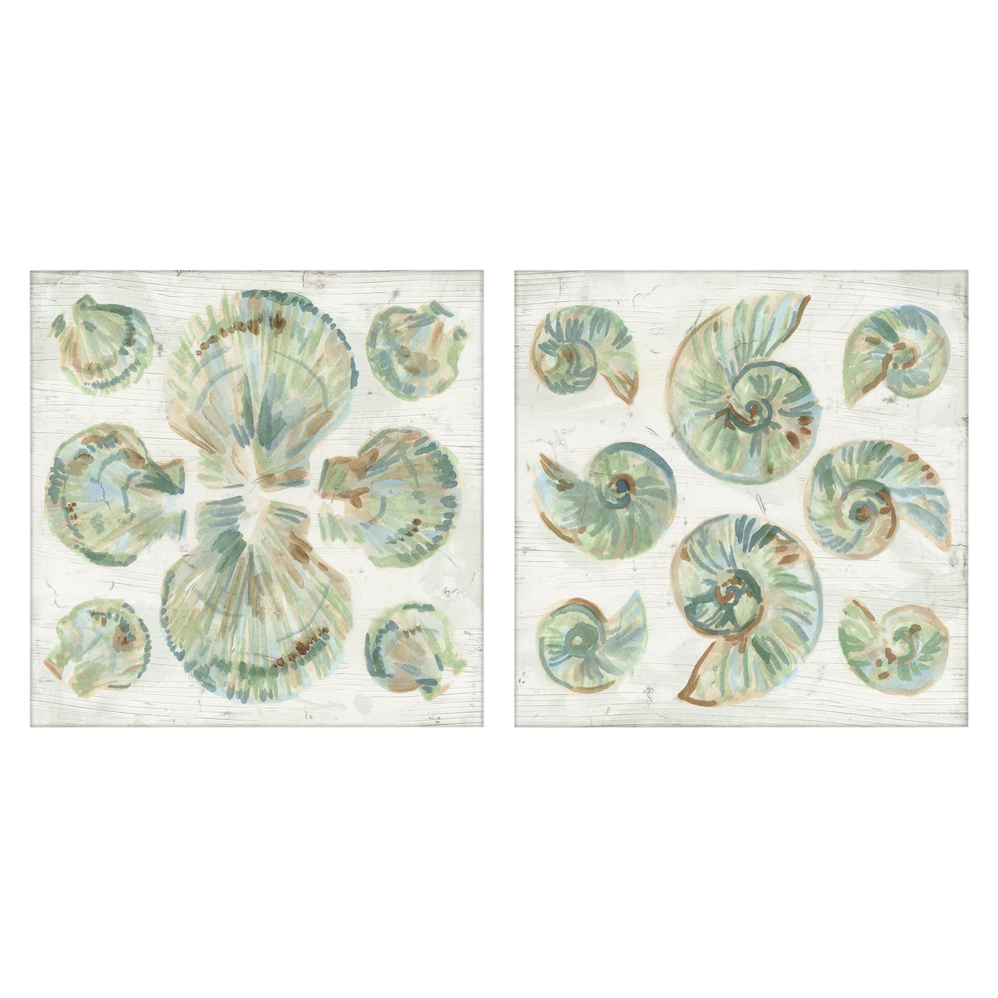 Stupell Industries Unframed 'Saltwashed Seashells Pattern'| 2Pc Canvas Art Set 2