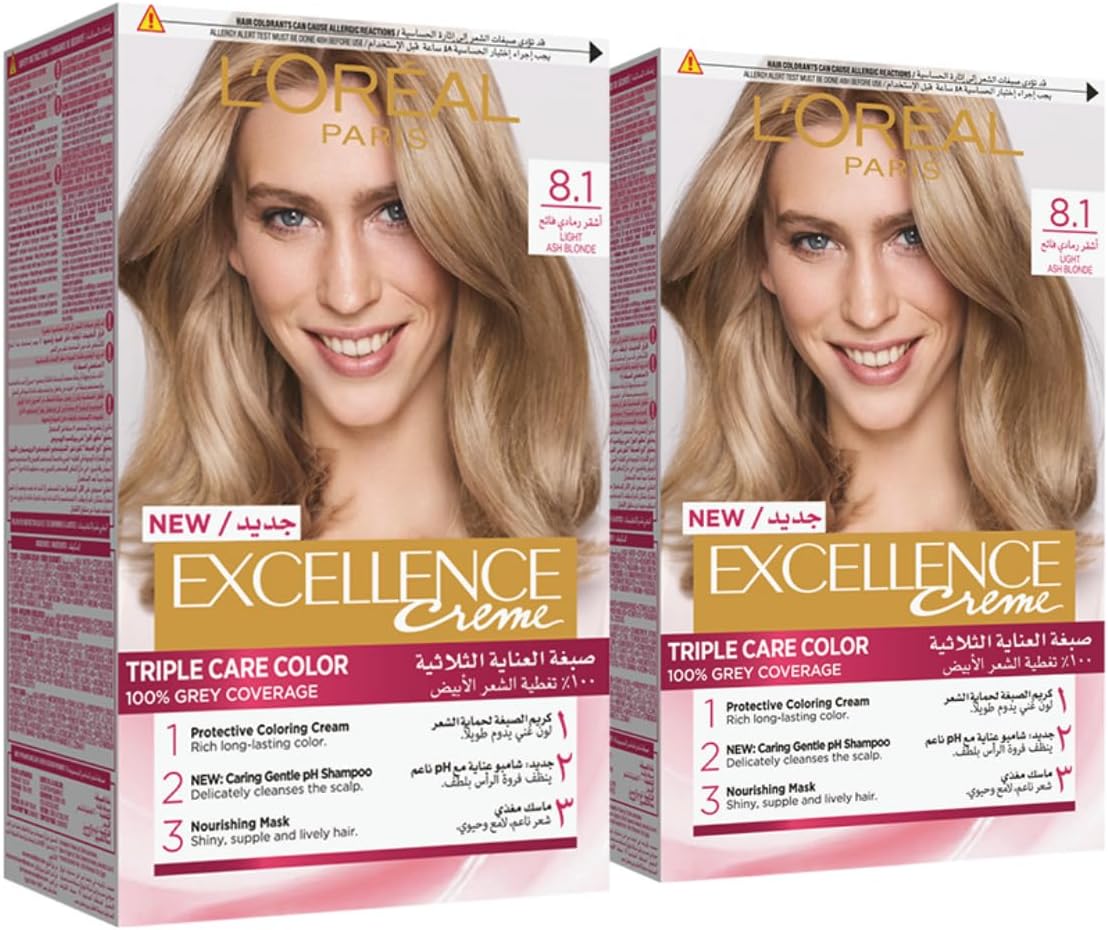 L’Oréal Paris Excellence Crème Permanent Hair Color, 8.1 Light Ash Blonde