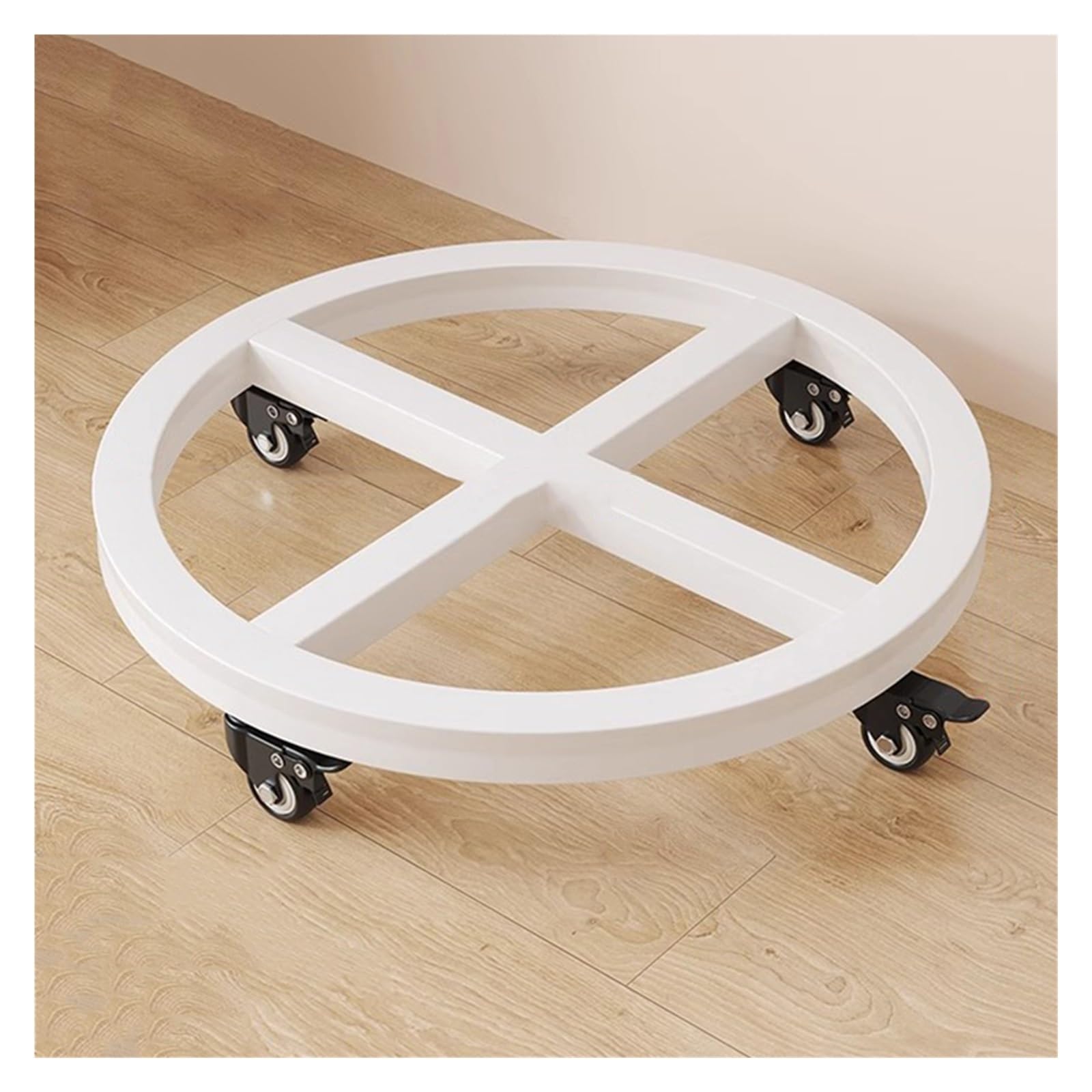 Support à plantes en métal blanc de 50 cm avec roulettes pour pot