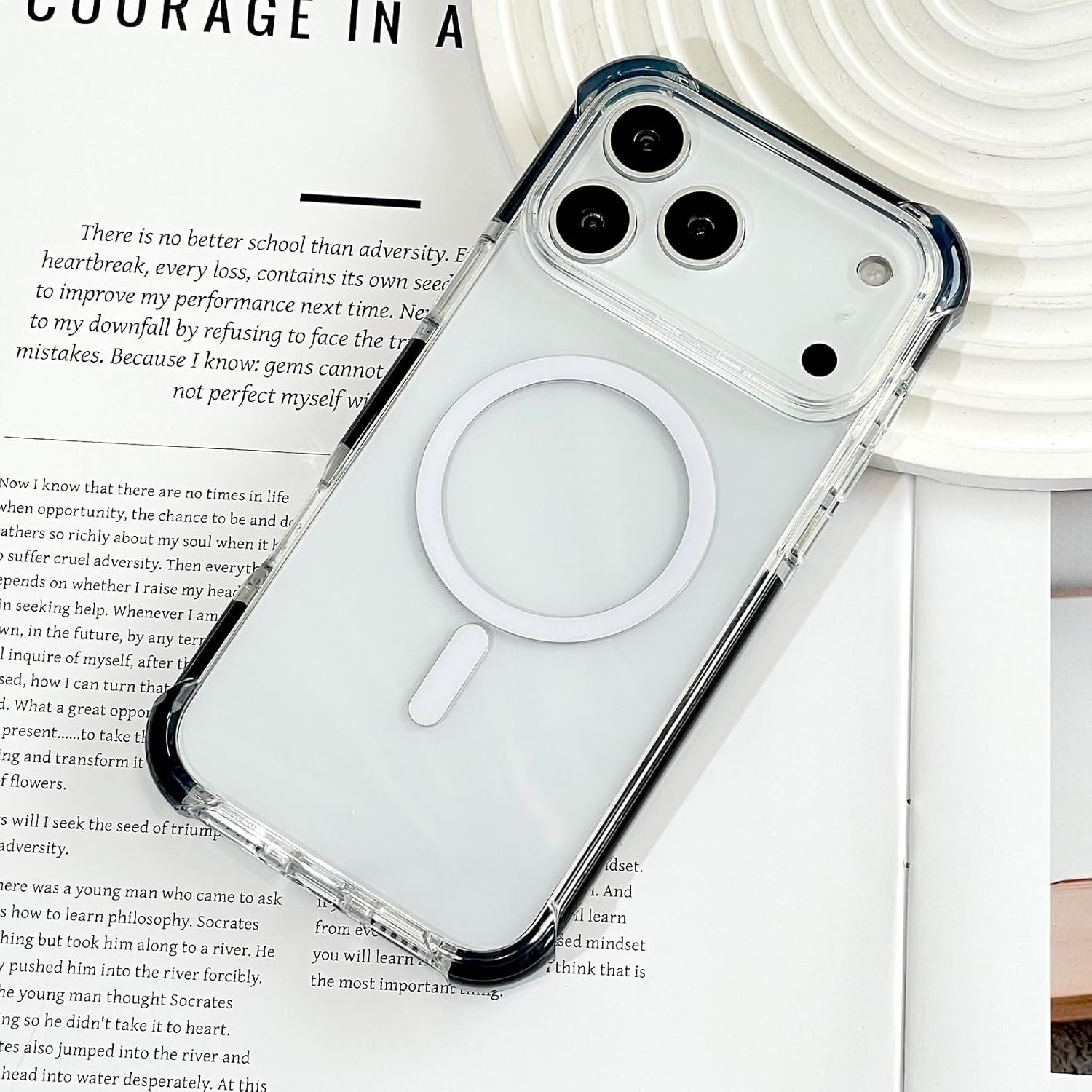 SAKUULO Magnetic Case for iPhone 17 Pro Max Compatible with Magsafe, Slim Anti-Slip Military Shockproof Protective Bumper Clear Cover 6.9 Inch for Women Men, Black