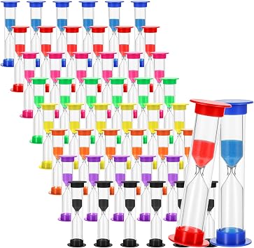 JIEYAO 48 Pcs 2 Minute Sand Timer Bulk, Colorful Hourglass Timer Set Mini Toothbrush Timer Small Acrylic Sand Clock for Classroom Kitchen Office 8 Colors