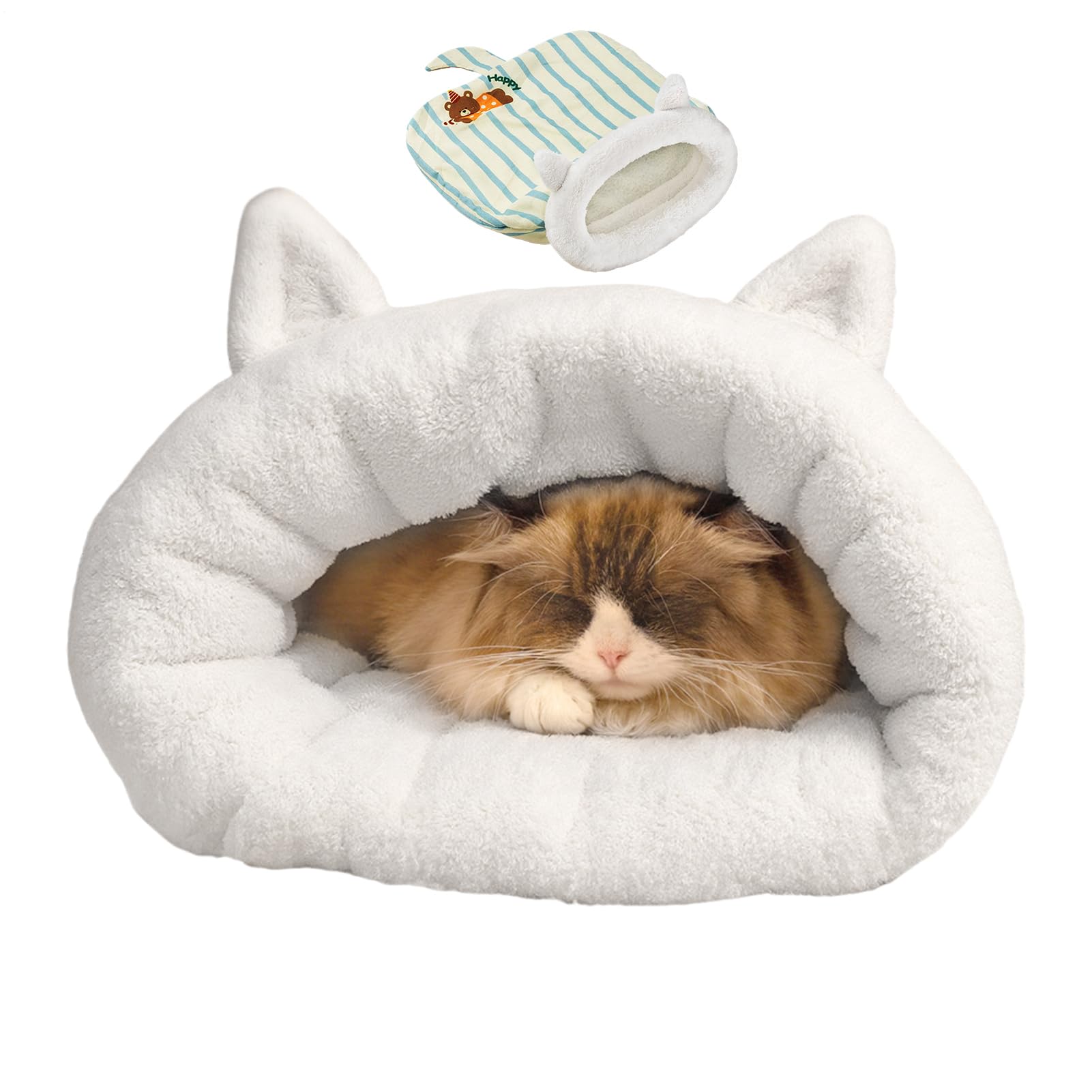 Cama para gatos semicerrada segura y suave contra el frío