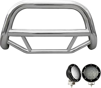 Black Horse Max Bull Bar Incl. pair of 5.3"Dia.LED Lights,Stainless Steel Compatible with 03-17 Ford Expedition/ Lincoln Navigator|04-26 Ford F-150Excl. Heritage edition and 10-14 F150 Raptor models