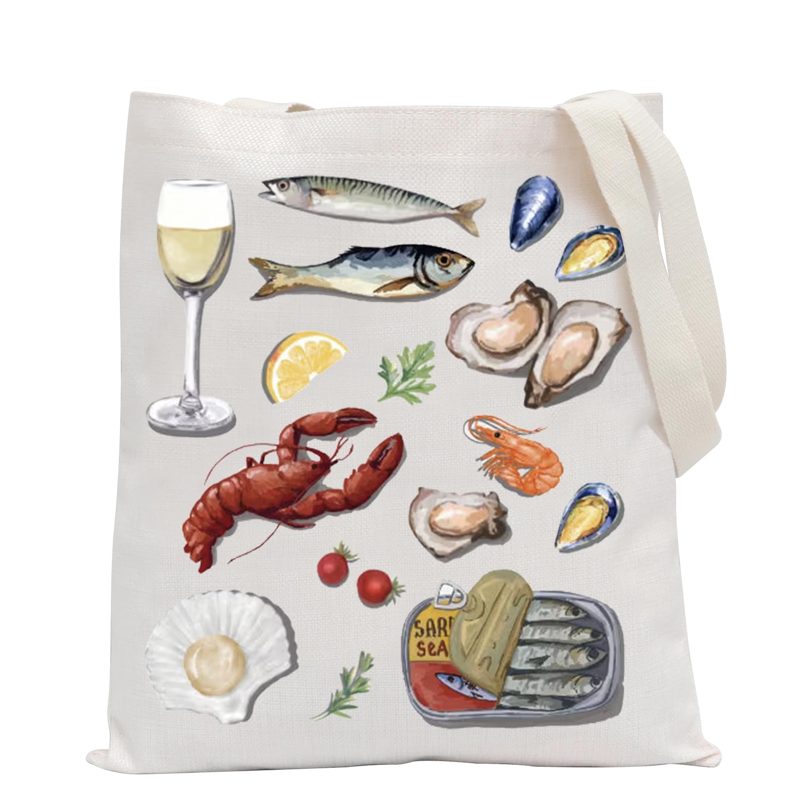 POFULL Seafood Shellfish Gift Seafood Set Meal Gift Seafood Lover Tote Bag Sardines Gift