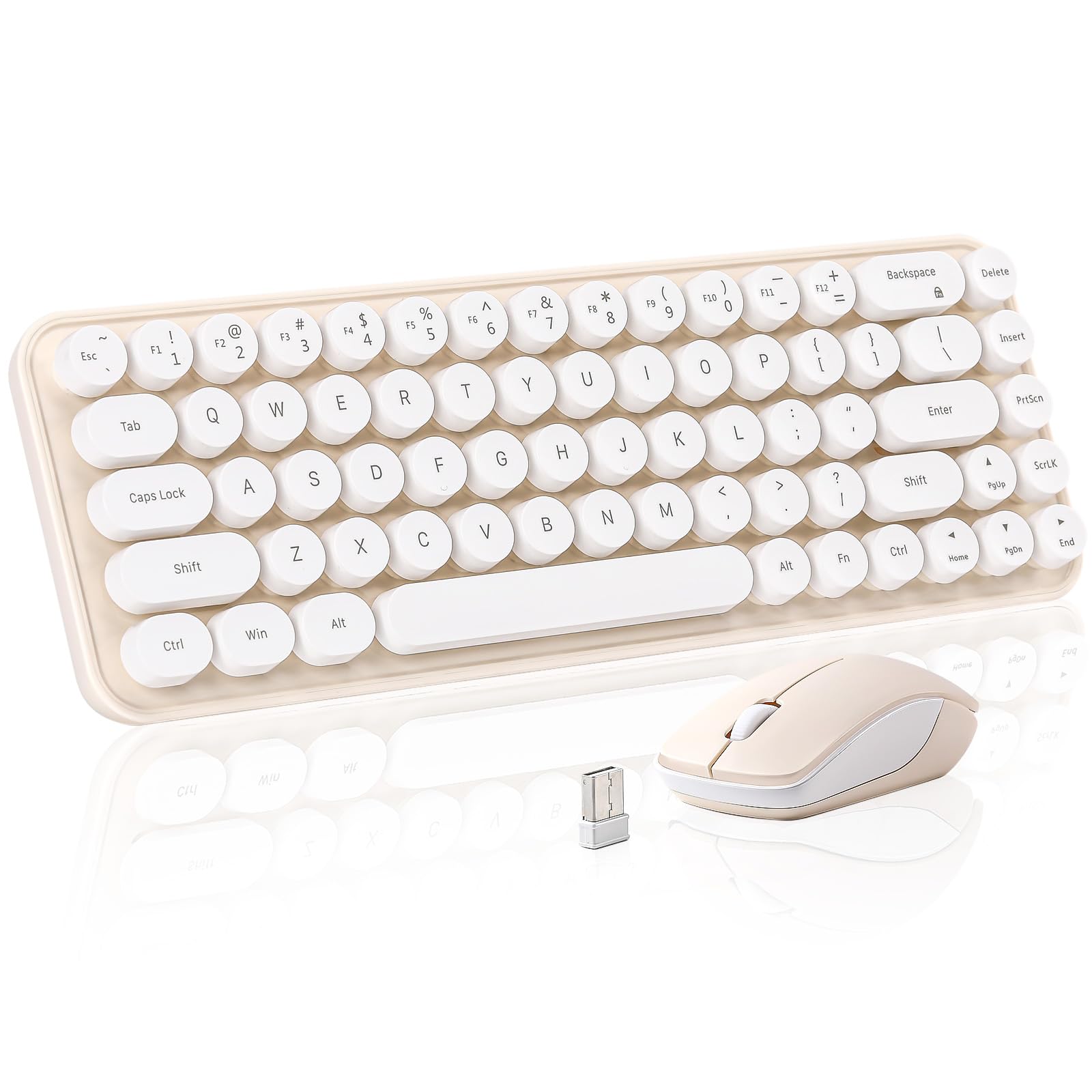 Photo 1 of MIKIBY i68 Wireless Keyboard and Mouse Combo, Retro Typewriter Style Keyboard with Round Keycaps, 2.4GHz Connection with Computer PC Desktops Laptop WindowsxP/7/8/10 (Yellow)