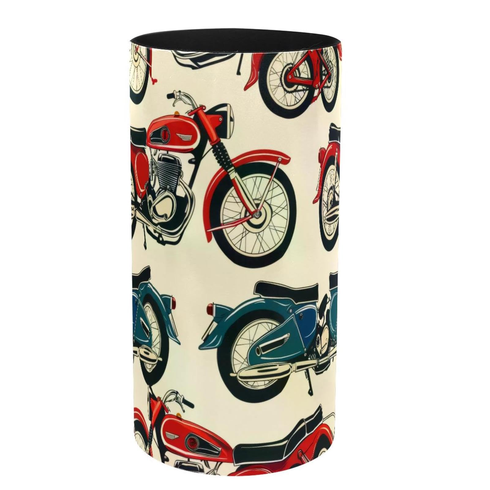 Pinceaux de maquillage et stylos rangés : pot moto rétro