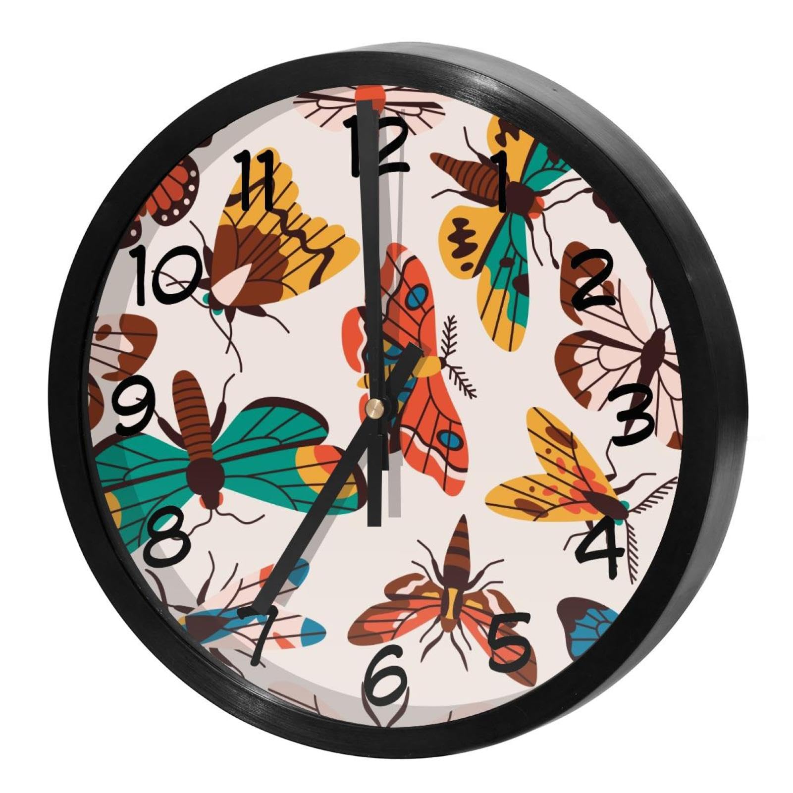Horloge murale quartz silencieuse à motif papillon pour la cuisine