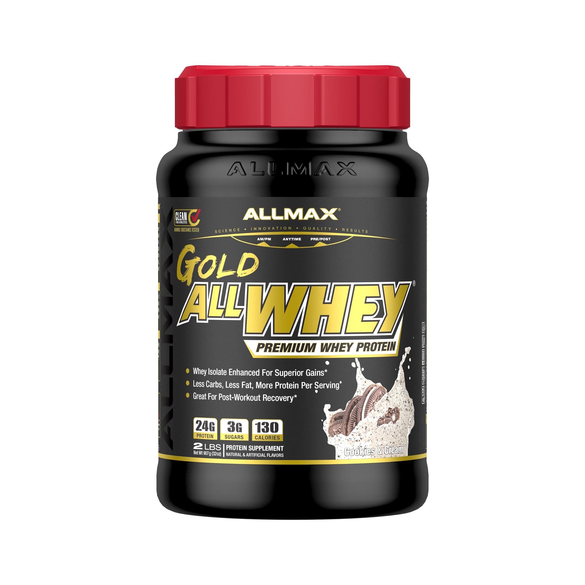 ALLMAX AllWhey Gold Whey Protein em pó, 24 g por porção, sabor Cookies and Cream, 908 g