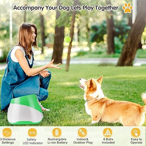 Miniatura 6 de Lanzador automático de bolas para perros, distancia de 10 a 30 pies, para interiores y exteriores, máquina de búsqueda de perros para perros