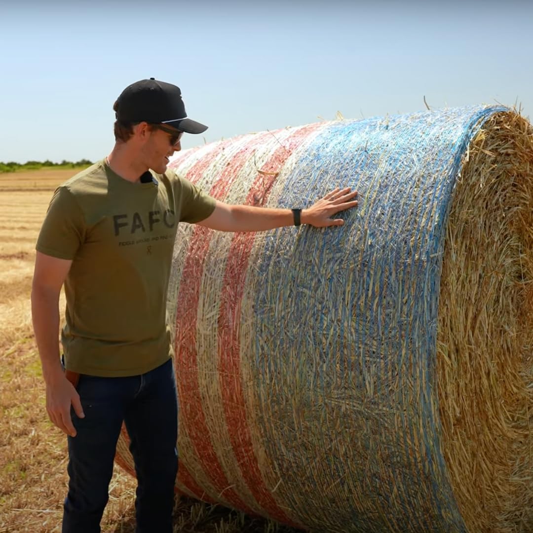Bale Tuff Round Bale Hay Net Wrap, Red, White and Blue Freedom Net Wrap for Hay, Corn Stalks, Alfalfa and More! Show Your Colors! (67x8000)