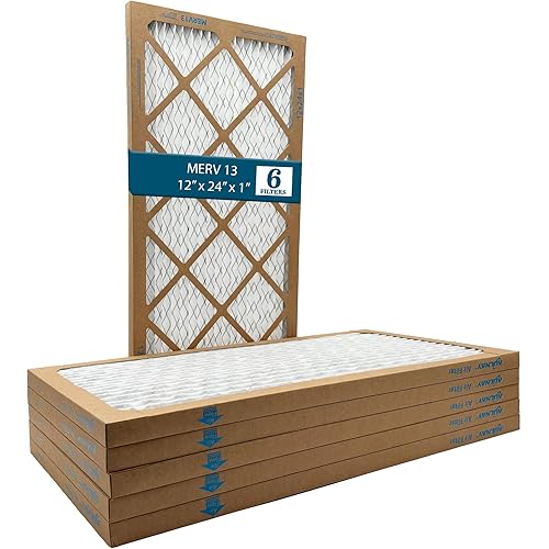 Furnace AC Air Filter MERV 13, 12" x 24" x 1" Pleated Air Filter for HVAC System (Pack of 6)