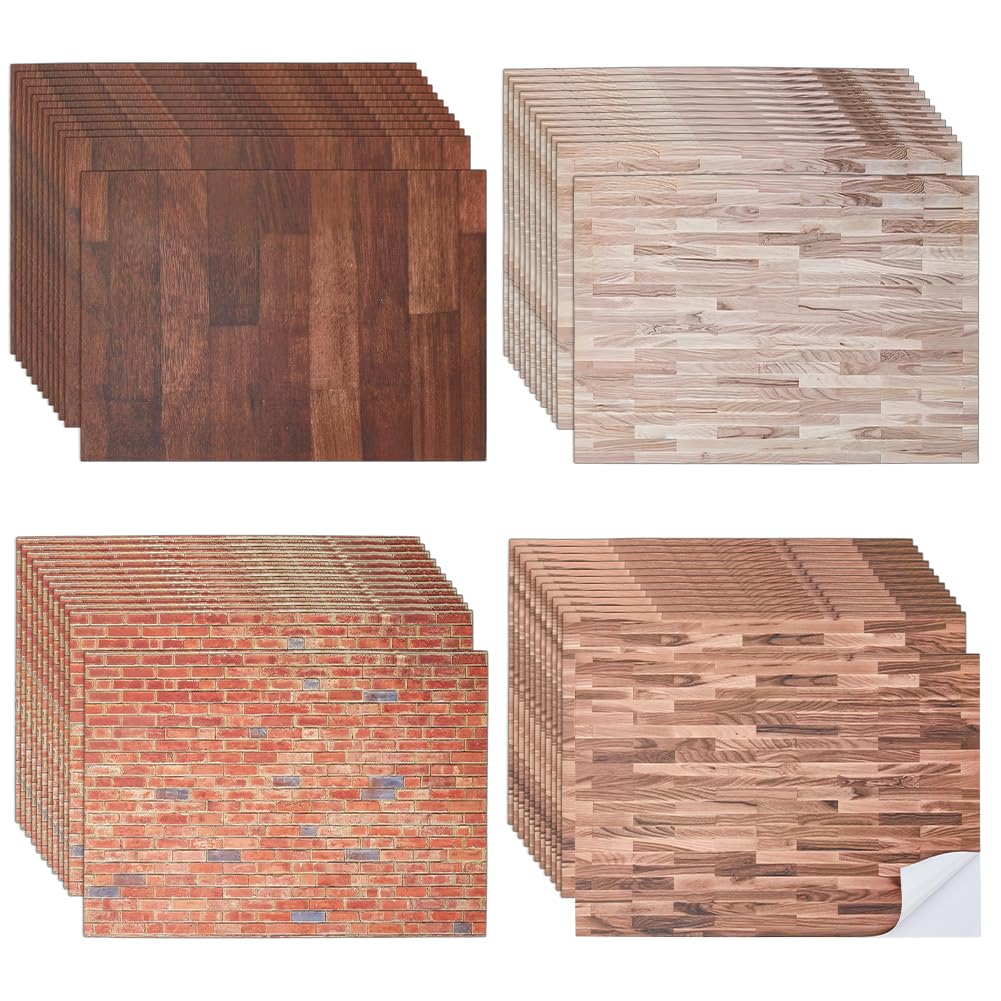 TNKBREEZE 12 Sheet Dollhouse Wallpaper Peel-And-Stick 8.2x11.7 Inch/208x297mm Miniature House Floor Paper Self-Adhesive Background For Diy Craft Project Room Accent, Mixed 4 Themes