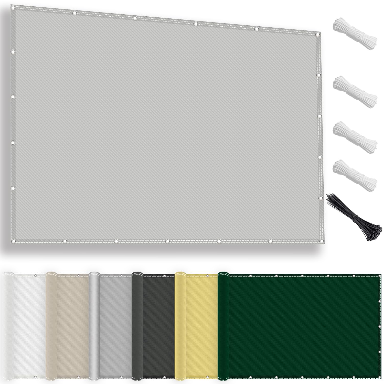 KLGFBDC Waterproof 4x5m Awning UV Protection Shade Net for Patio & Pergola Light Grey Weatherproof No Drilling 100% Polyester with Eyelets & Rope Sun Shelter