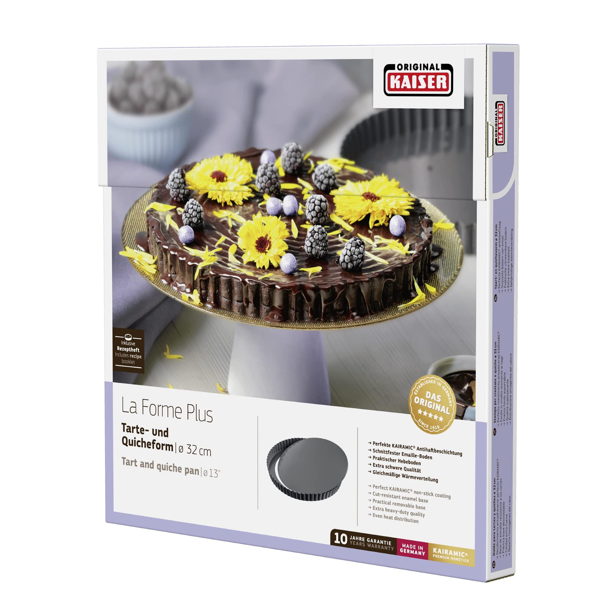 KAISER 2300637419 La Forme Plus Moule à Tarte aux Fruits/Quiche Tôle Mince Noir